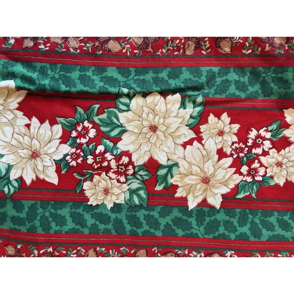VTG Christmas Fabric Lot Springs Mills Peter Pan Poinsettia Teddy Bear 6 Yds